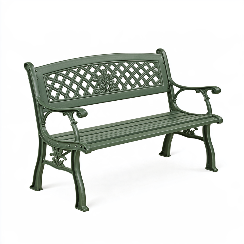 Gartenbank 122 x 61 x 87 cm aus Metall Grün mit Ziergitter