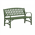 Gartenbank 122 x 61 x 88 cm aus Metall Grün mit Armlehnen Gitterrückenlehne