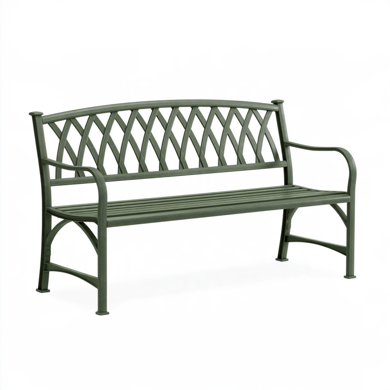 Gartenbank 150 x 62 x 90 cm Metall Grün mit Armlehnen klassisch