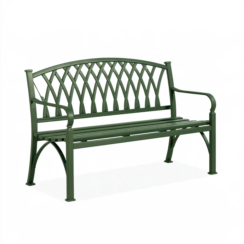 Gartenbank 150 x 62 x 92 cm Metall Grün mit Gitterrückenlehne