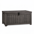 Aufbewahrungsbox 120 x 55 x 60 cm aus Kunststoff in Anthrazit mit Holzoptik für Innenbereich und Außenbereich