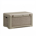 Aufbewahrungstruhe 80 x 45 x 45 cm Kunststoff Beige Rattanoptik mit Klappdeckel