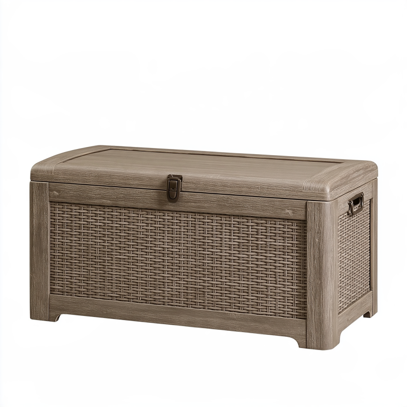Kunststoff-Aufbewahrungstruhe 116 x 53 x 60 cm Taupe für Außenbereich mit Klappdeckel
