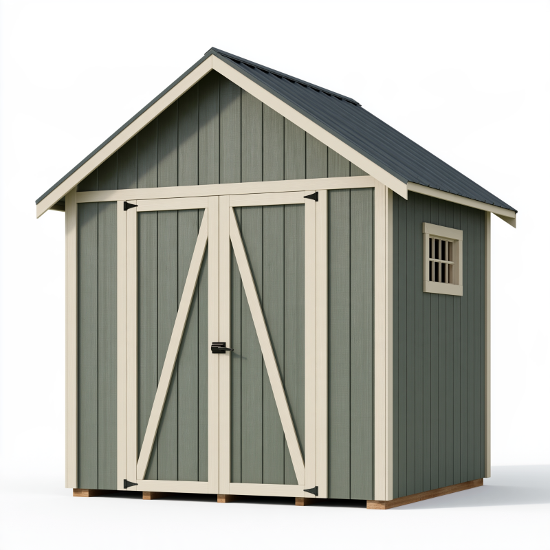 Gartenhaus 240 x 180 x 220 cm Holz Grün mit Metall-Dach und Doppeltür
