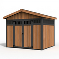 Gartenhaus 180 x 120 x 190 cm Holz und Metall Natur Schwarz mit Doppeltür Satteldach
