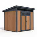 Gartenhaus 180 x 120 x 200 cm Holz und Metall Braun Anthrazit mit Doppeltür und Lüftung