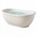 Freistehende Badewanne 170 x 75 x 58 cm in Creme aus Mineralguss mit ovaler Form