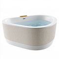Freistehende Badewanne 170 x 80 x 58 cm aus Acryl in Weiß Beige mit geriffelter Verkleidung