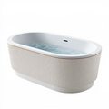Freistehende Badewanne 170 x 80 x 58 cm aus Acryl Weiß Gold geriffelt