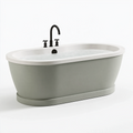 Freistehende Badewanne 180 x 80 x 60 cm aus Acryl Grau Weiß oval
