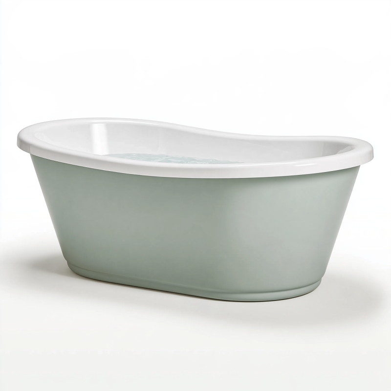 Freistehende Badewanne 120 x 60 x 50 cm aus Kunststoff Mintweiß für Badezimmer