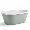 Badewanne 160 x 70 x 55 cm aus Kunststoff in Salbeigrün und Weiß - freistehende ovale Form