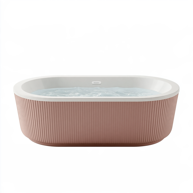 Freistehende Badewanne 170 x 80 cm aus Acryl Rosa geriffelt oval